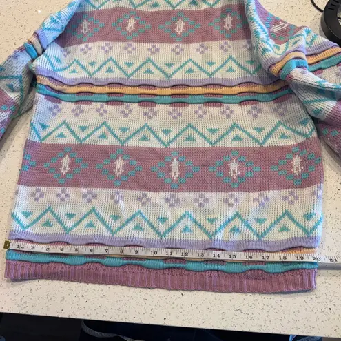 Vtg 80s 90s Inresource Doris Skis Fair Isle Mock Neck Sweater Pastel Geometric M Multiple Size M