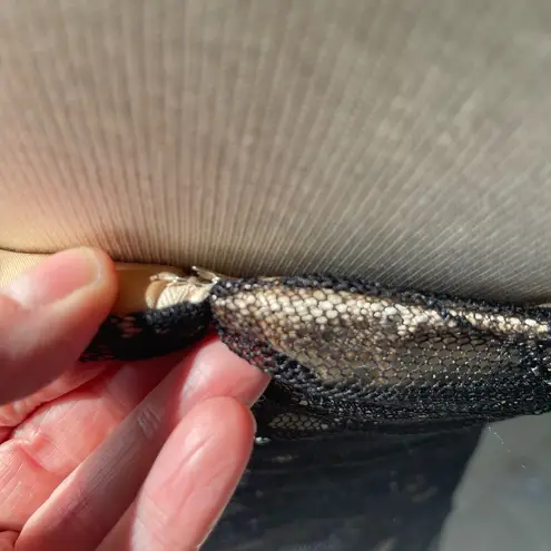 Ricki Freeman for Teri Jon strapless silk cocktail dress Size 8 tan/black