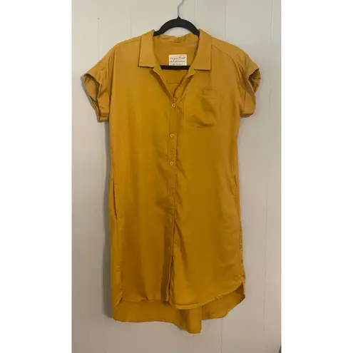 Evy's Tree The Harper Mustard Yellow Short Sleeve High Low Dress Pockets XS