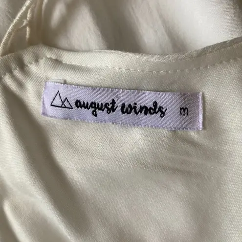 August Winds women's medium off white eyelet cutout fully lined summer dress