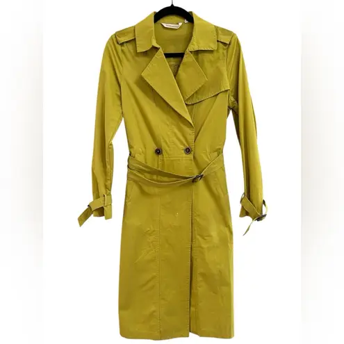 Soft Surroundings  Brixton Trench Coat Lemongrass Yellow Green‎ Citron Size XS