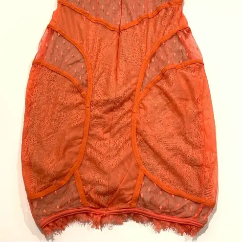 None Seduction’s Lace Bodycon Orange Dress Size Medium