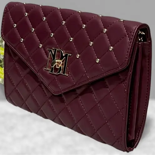 Badgley Mischka NWT convertible Crossbody Purse Bag w/Diamond Quilting; Plum