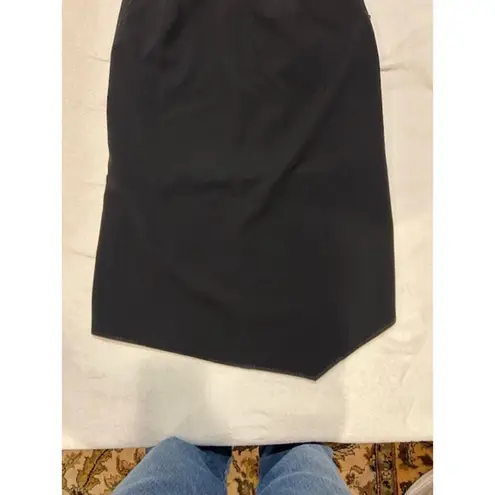 Lafayette 148 Black Asymmetrical Hem Bossgirl, work, Midi Skirt Women's 10