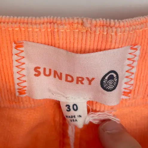 Sundry Neon Orange Rainbow Stripe Festival Ankle Zip Corduroy Jogger Size 30 - Image 7