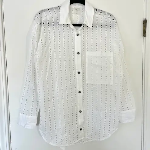 Callaway CALIA Women's Oversized Perforated Long Sleeve Button Down Cover Up Size XS