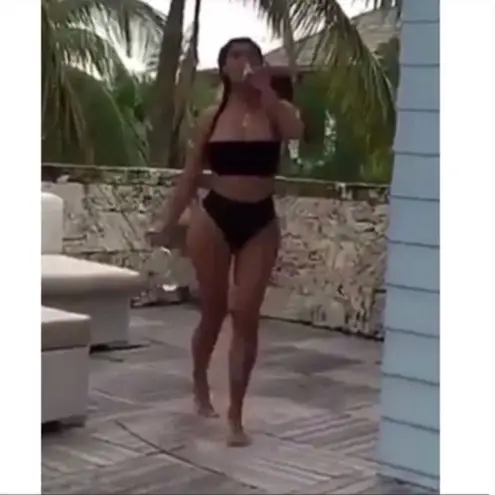 Naked Wardrobe Bikini Bandeau Bae Swim Top Black Strapless Neutral NWT Vacation