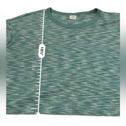 Aritzia Sunday Best Blue Green Space Dye Long Sleeve Cropped Top Sz L Size L