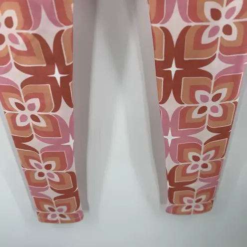GOLDSHEEP Leggings SZ Medium Tone It Up TIU Collab Retro Print Pink Orange NWT