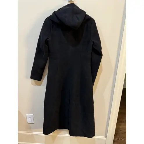 Kimi + Kai Over Coat Black Hooded Pockets Size XS Walking Wool