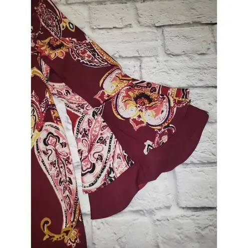 Est. 1946  Women's Size XS Burgundy Paisley Blouse With Bell Sleeves