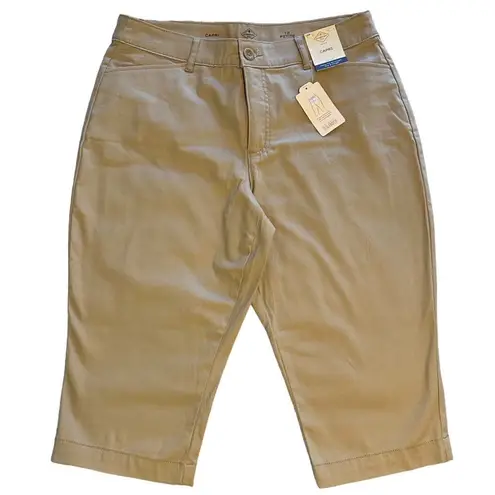 st. john's bay NWT ~  Secretly Slender Biscotti Tan Mid Rise Capri Pants ~ Size 12P