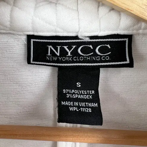NYCC White Quilted Open Front Longline Jacket Pockets Womens Size S