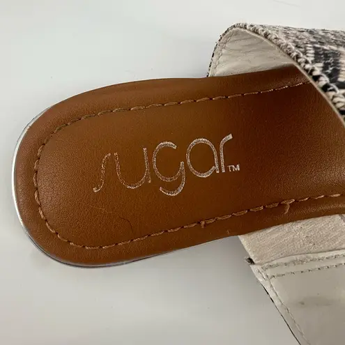 Sugar Dawson Slip On Sandals Faux Snakeskin Rhinestones Pink Toe Size 7 M Multiple