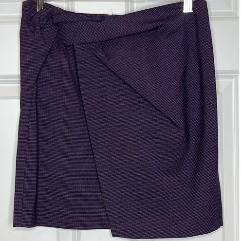 Babaton Aritizia Jethro Skirt in Blue Mini Grid Wrap Style Front Size 2 XS