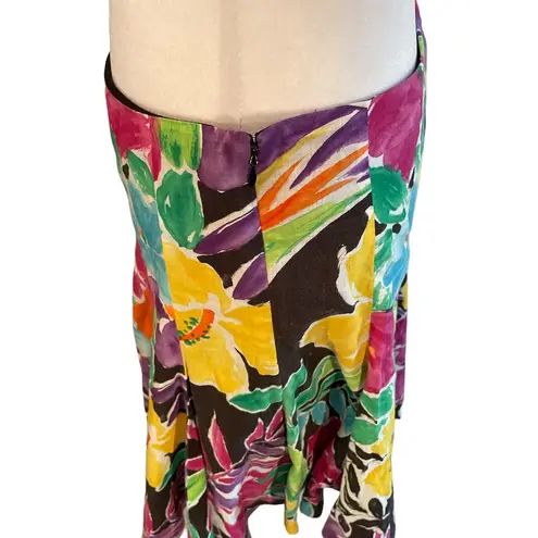 Ralph Lauren Lauren  Multi-Color Floral & Leaf Print Pleated Knee Length Skirt 4P