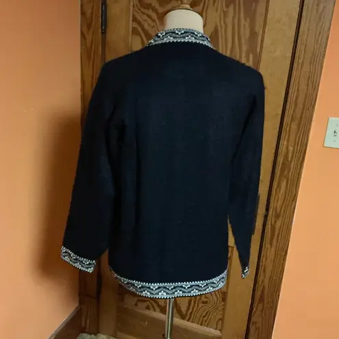 Vtg Peruvian Alpaca Aztec Soft Fuzzy Sweater Blue Size M