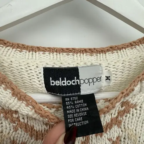 Beldoch Popper Vintage Floral Granny Chic Knit Cotton Sweater Size Medium Black