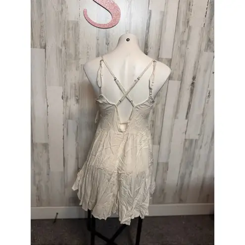 Kiwi + Punch Queen Cream Sundress XS – Smocked Bust, Adjustable Straps, Flowy Ra White