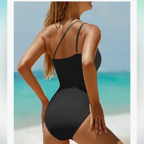 Daci One Shoulder One Piece Bathing Suit Full Coverage Black Women’s Size XXL