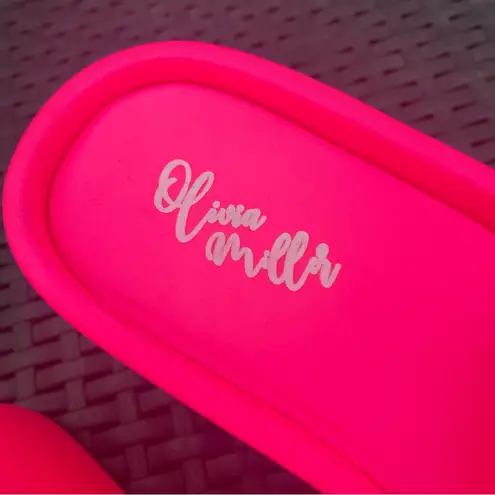 Olivia Miller Uproar Wedge Sandals Slip on Open Toe Platform Slides Pink Sz 7