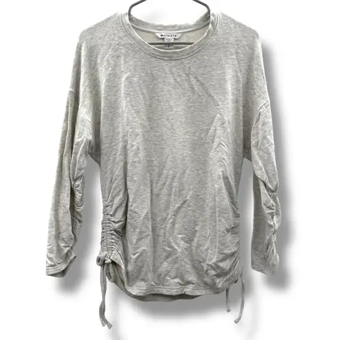 Athleta Lombard Gray Ruched 3/4 Sleeve Crewneck Sweater Sweatshirt Sz S
