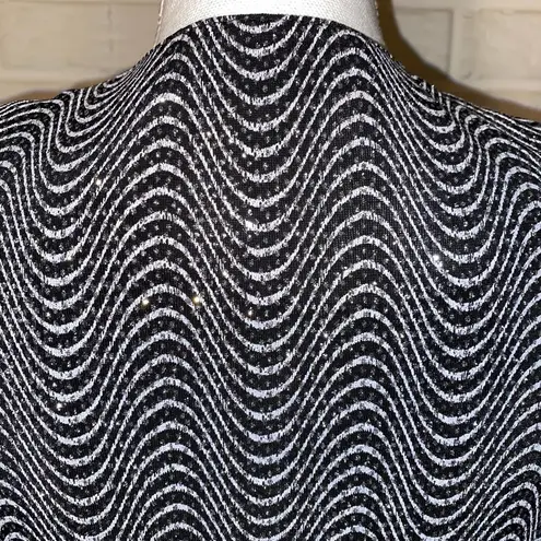 Vintage Y2k 90s Glitter Patterned 2 Piece Tank & Cardigan Set, Black/Silver, S