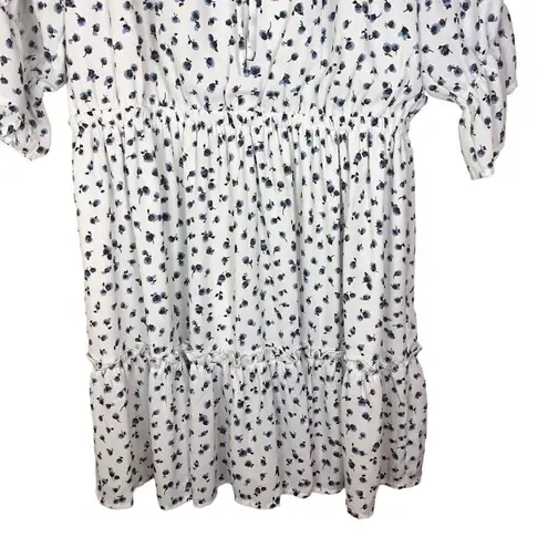 VOY Womens Lined Floral Blue White Dress Size Large Spring Summer Comfy Blue