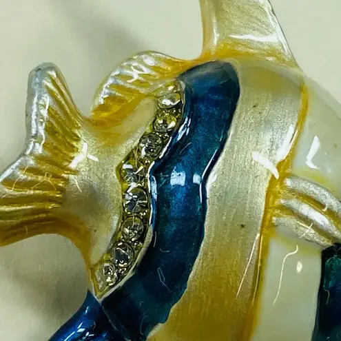 Fish Jewelry Pin Brooch Multicolor Enamel Painted Metal Rhinestone Accents