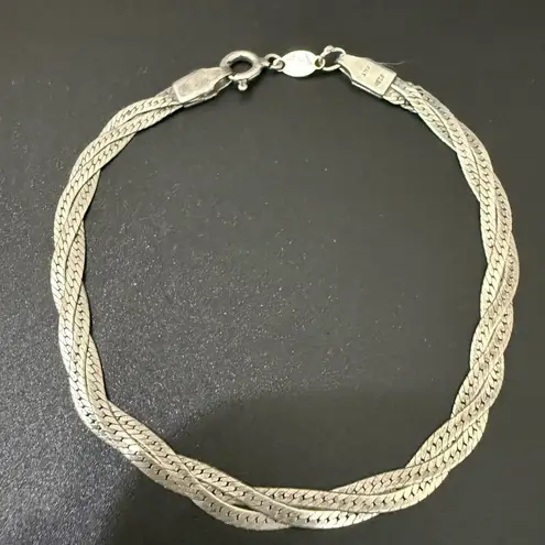 Vintage 925 Sterling Silver Braided Woven Snake Chain 7.25” Bracelet 4g.