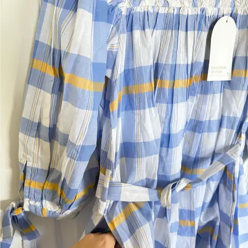 Daughters of India NEW Freya Dress in Periwinkle Blue Plaid