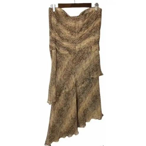 Chetta B Vintage Leopard Print Layered Silk Dress L