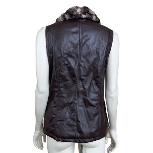 Go Coco Faux Fur and Faux Leather Vest Brown Size M