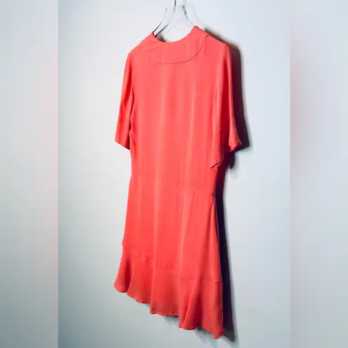 ALC Frank A.L.C. Delaney Salmon Coral Pink Peach Silk Plunge V-Neck Mini Dress Size 0