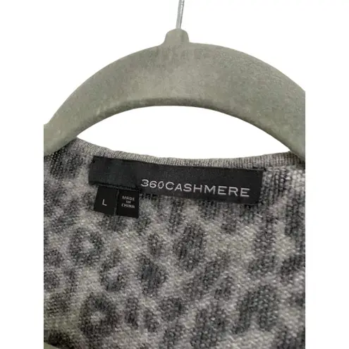 360 Cashmere  Gray Cheetah Print Open Cardigan Size Large