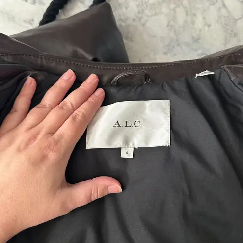 ALC Frank A.L.C. Liam Faux Leather Puffer Coat in Carob