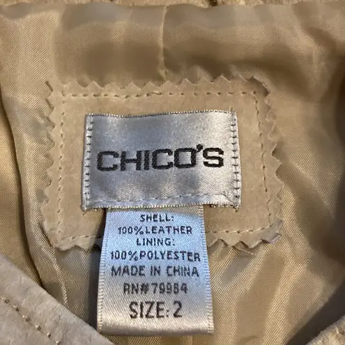 Chico's  Leather Jacket excellent condition with front zipper tan color