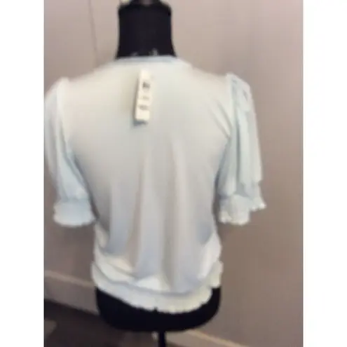 Inc international New NWT  Baby Blue Sky Short Sleeve V Neck Blouse XS