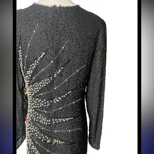 Oleg Cassini Stunning
Vintage Black Silk Beaded & Sequin Gown, Starburst Size 10
