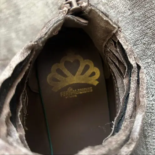 Fergalicious Brown Heeled Boots with Vintage Woven Detail