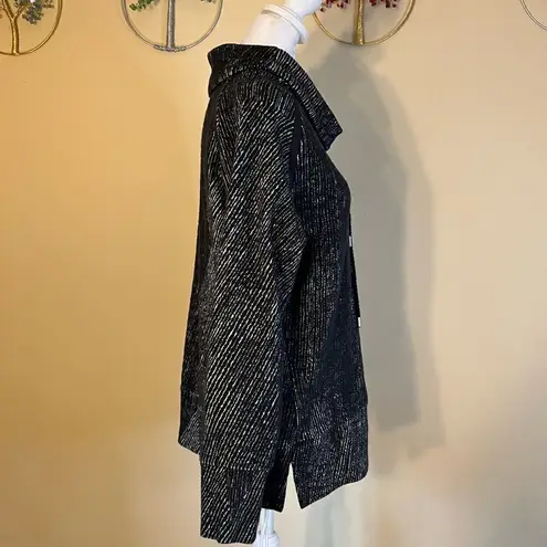 Kirkland Signature Kirkland Black White Textured Cowl Roll Neck Jacquard Pullover Sweater Medium