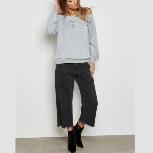 Lumière New Off The Shoulder Sweatshirt Bardot Sweat Top Heather Gray