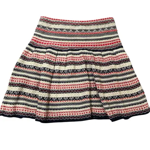 Knitted crochet pleated flare sweater holiday Christmas ski preppy striped skirt Blue Size M