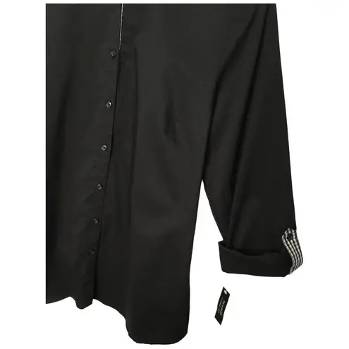 Zac and Rachel New Buffalo Plaid Contrast Long Tab Sleeve Button Down Tunic L