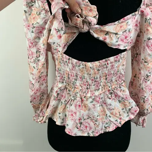 Francesca's  floral cropped peplum top