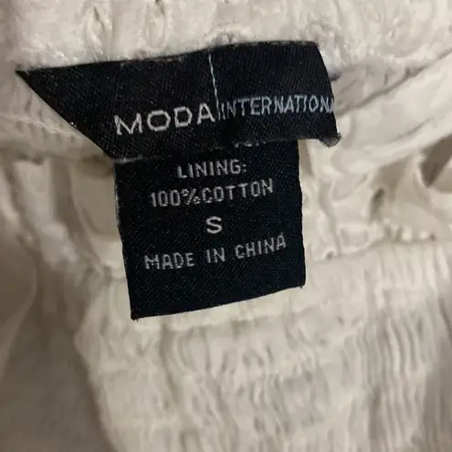 MODA INTERNATIONAL 100% COTTON SUNDRESS W/REMOVABLE STRAPS EYELET FLOWY White