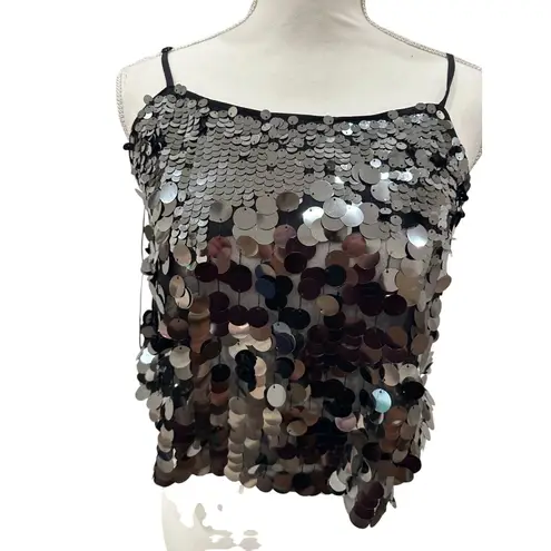 Skies Are Blue Black Silver Sequin Tank Top Size XS NEW New with tags