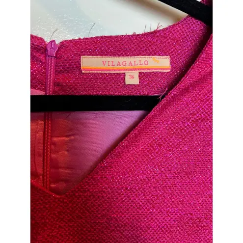 Vilagallo Spain Pink Sheath Dress Sparkle Size 2 Barbiecore Spring