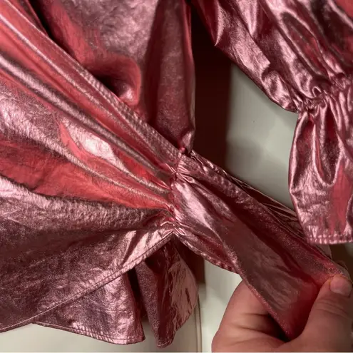 Cinq à Sept Foil Theo Top tea rose metallic pink sz S