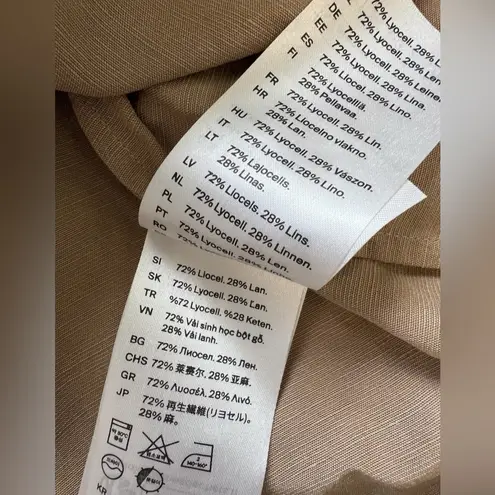 COS Linen Blend Long Sleeve Blouse Beige Brown Top Resortwear Beach Coastal